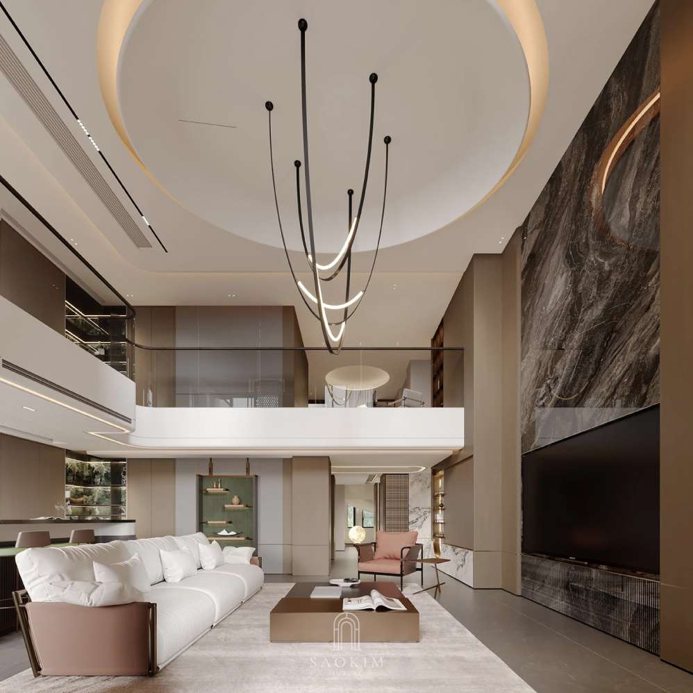 Phòng khách trong phong cách thiết kế nội thất luxury